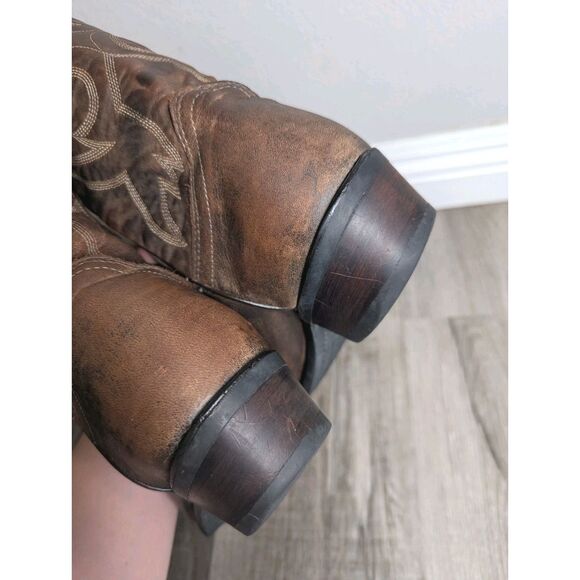 Vintage J Chisholm Western Cowboy boots brown genuine leather Mens 9 EE Wide - Picture 7 of 11